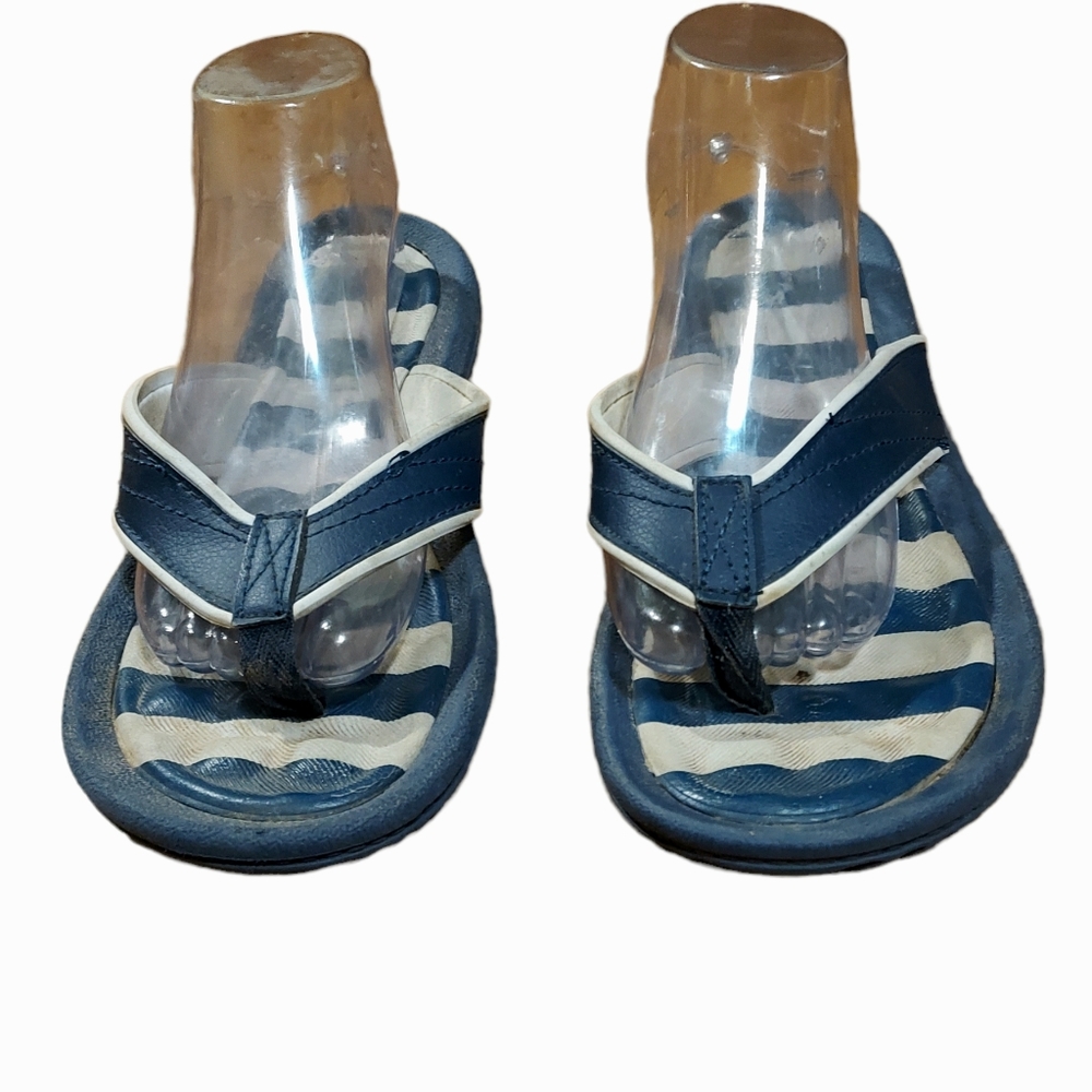 Joe Boxer Slides 9/10 Vintage Comfort Sandals Striped White Blue. (0911)